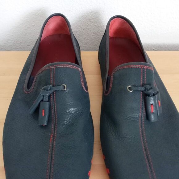 Andrew Leather Loafers Suction Slip Resistant Sole SZ 10 * 43 Blue Red Slip Ons main image 6